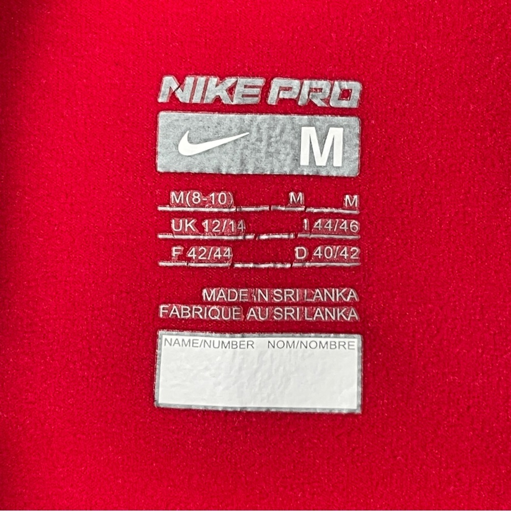 NIKE Pro red long sleeve thermal fleece lined crew neck logo top, size M - Picture 3 of 16